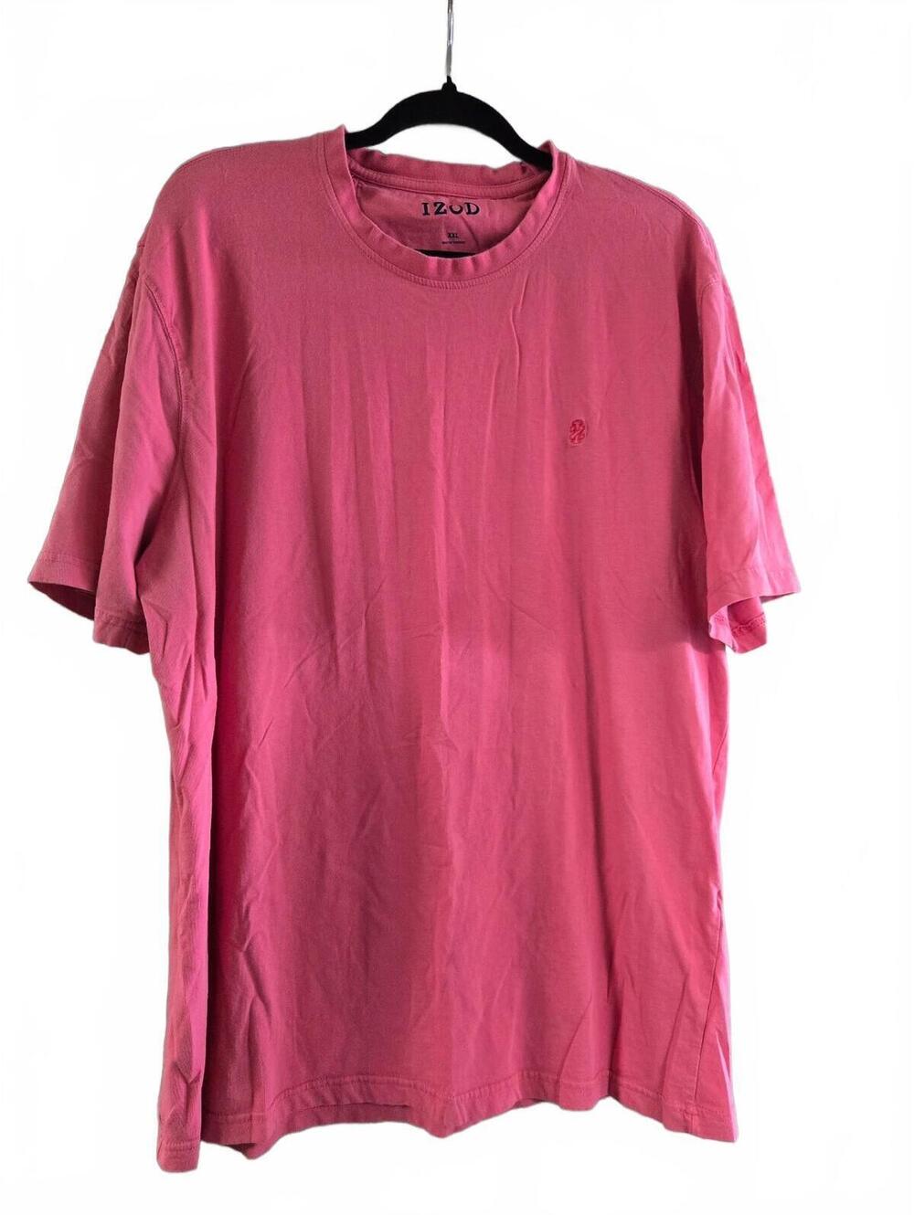Izod XXL Pink Crew Neck T-Shirt with Embroidered Logo